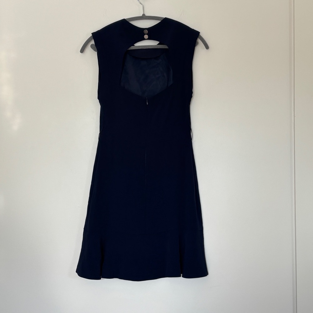 Sandro Navy Blue Ruffle Flutter Hem Sleeveless Mini Short Dress Size 1 cut out - Picture 6 of 13